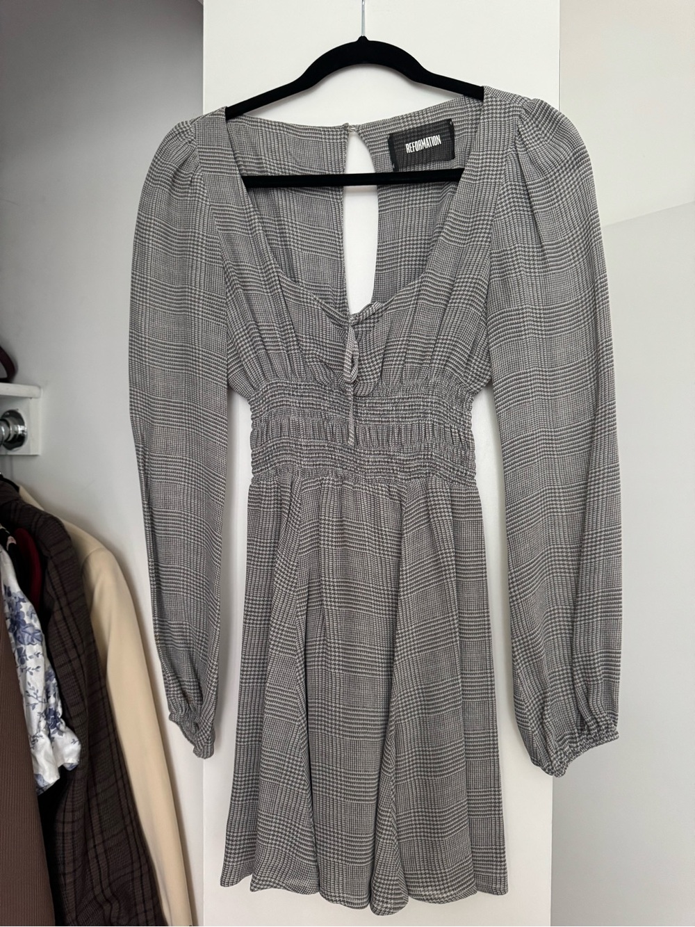 Reformation Wilder Dress in grey plaid
